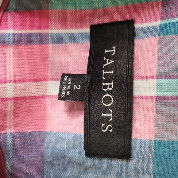 Talbots Women's multi classic summer size 2 madras plaid linen cotton blazer - Picture 7 of 8